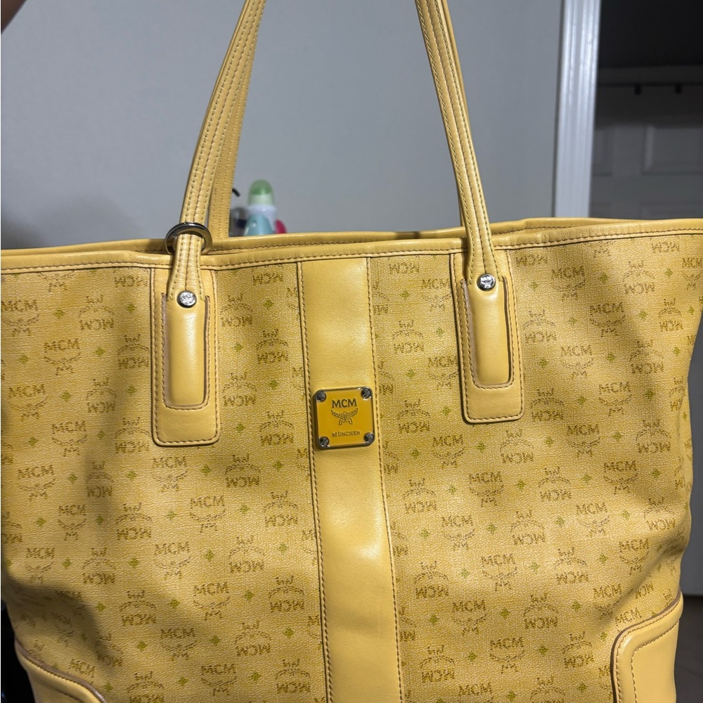 MCM Mustard Yellow Monogram Tote